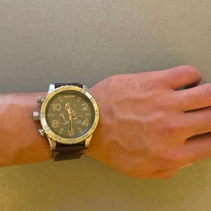 Nixon 51-30 Chrono Leather Silver and Brown Watch